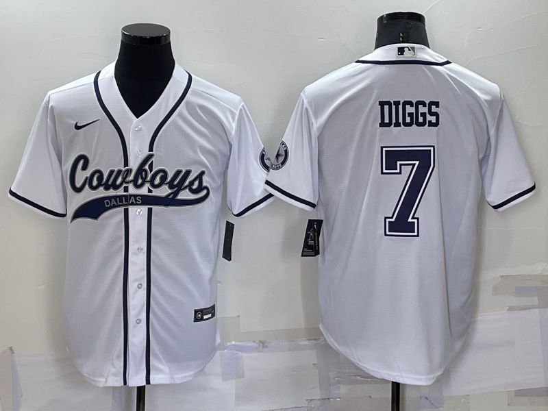 Men Dallas Cowboys 7 Diggs White Nike Co branded NFL Jersey